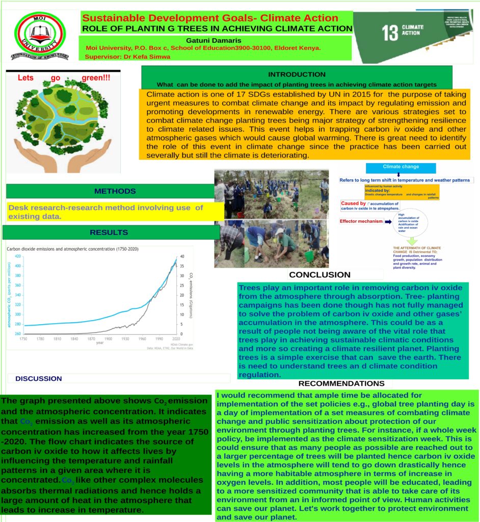 Research poster on the role of planting trees in achieving climate action